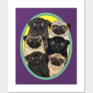 Six Pugs by FivePugs Designs Posters and Art